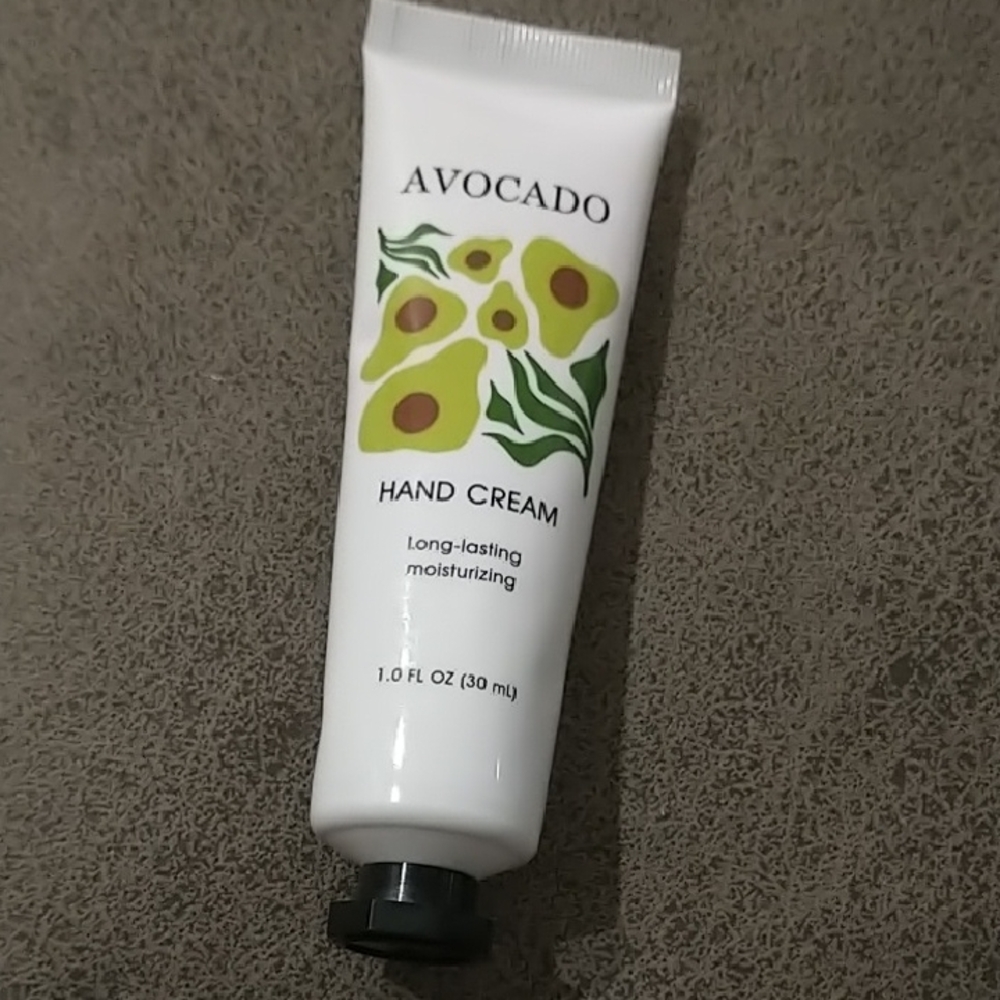 avocado White Tube Hand Cream with Green and Brown Accents
